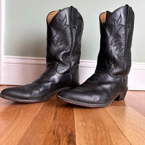 Justin Cowboy Western Boots Women’s Black Leather Boots 9.5